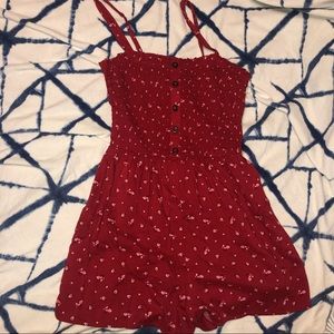 Red floral romper